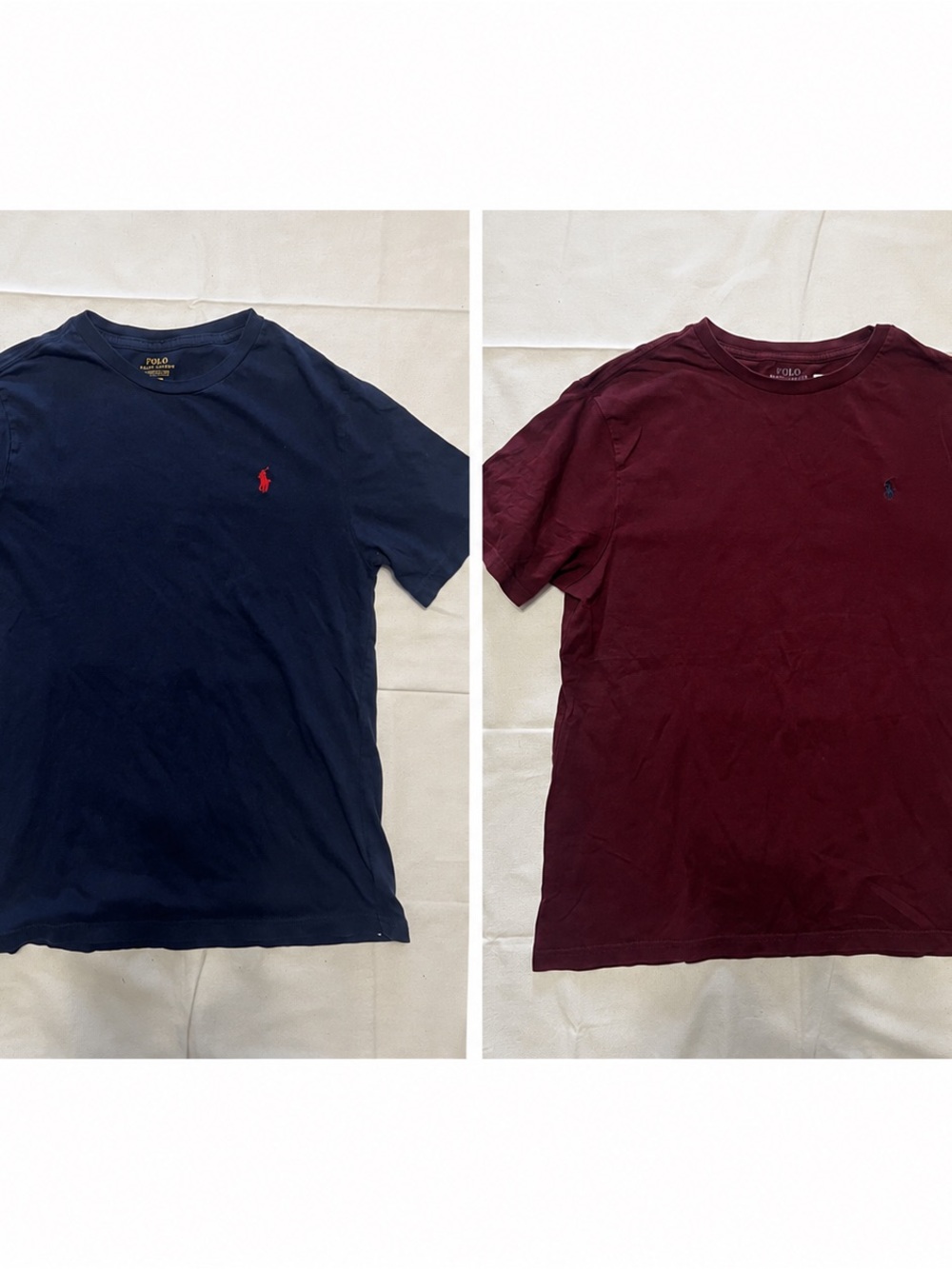Polo by Ralph Lauren boys’ Crew Neck T-Shirt Navy & Burgundy L (14-16) like new